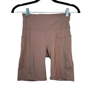 ATHLETA Ultimate Stash Pocket 7" Bike Short High Rise Workout Brown Women's XS